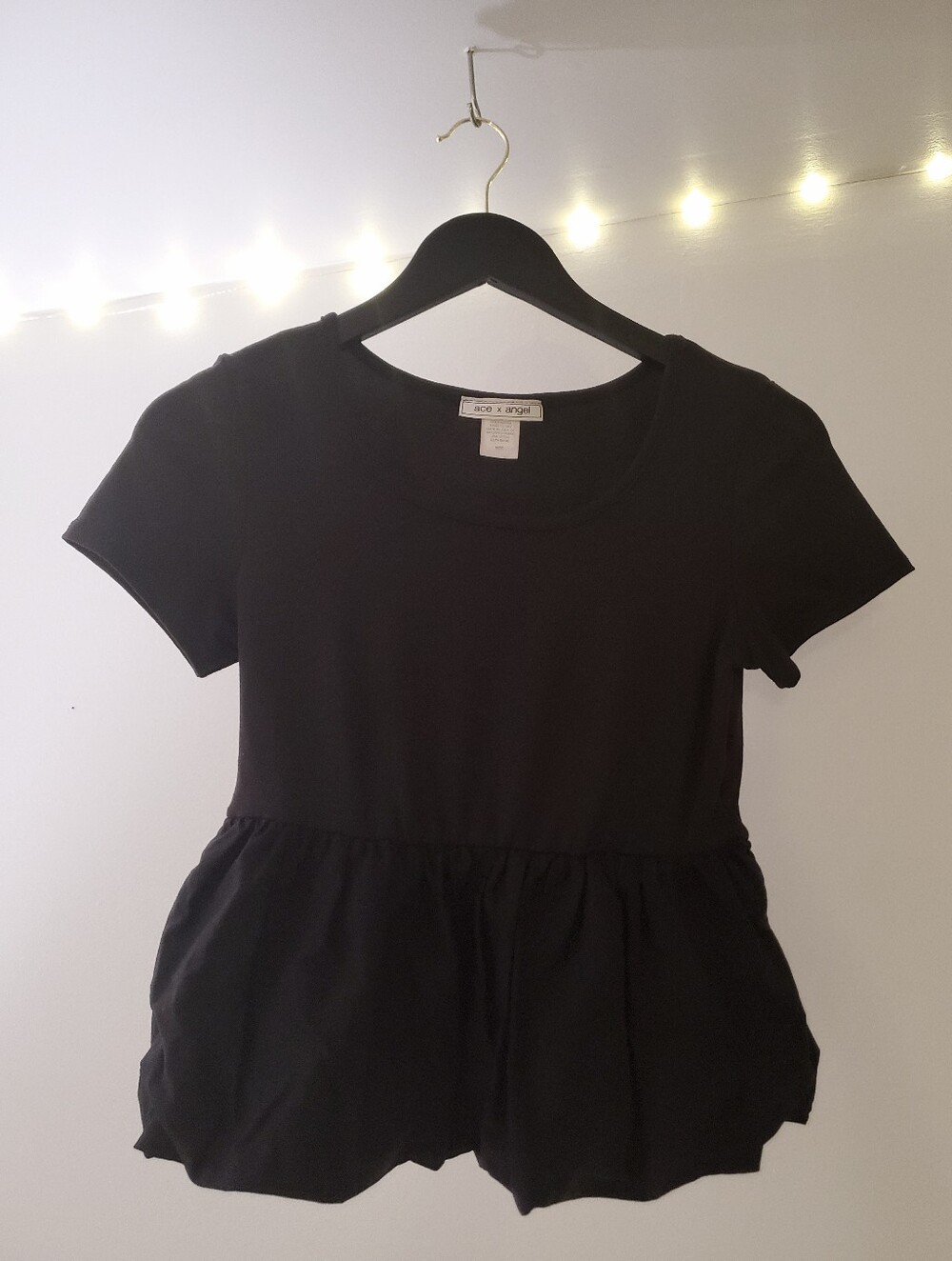 Black Short-Sleeve Peplum Tee